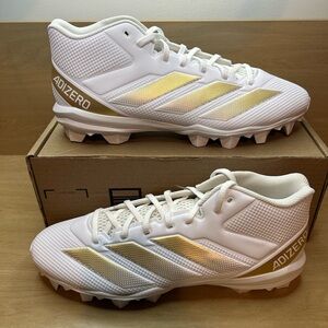 Adidas Adizero Impact.2 MD Mens Shoes Sz 11 White Gold Lace-Up Football Cleats